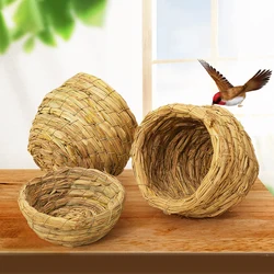 Handmade Woven Straw Bird Nest Breeding Nest Hatch House Birdcage Birdhouse For Parrot Parakeet Cockatiel Lovebird Dove Pigeon