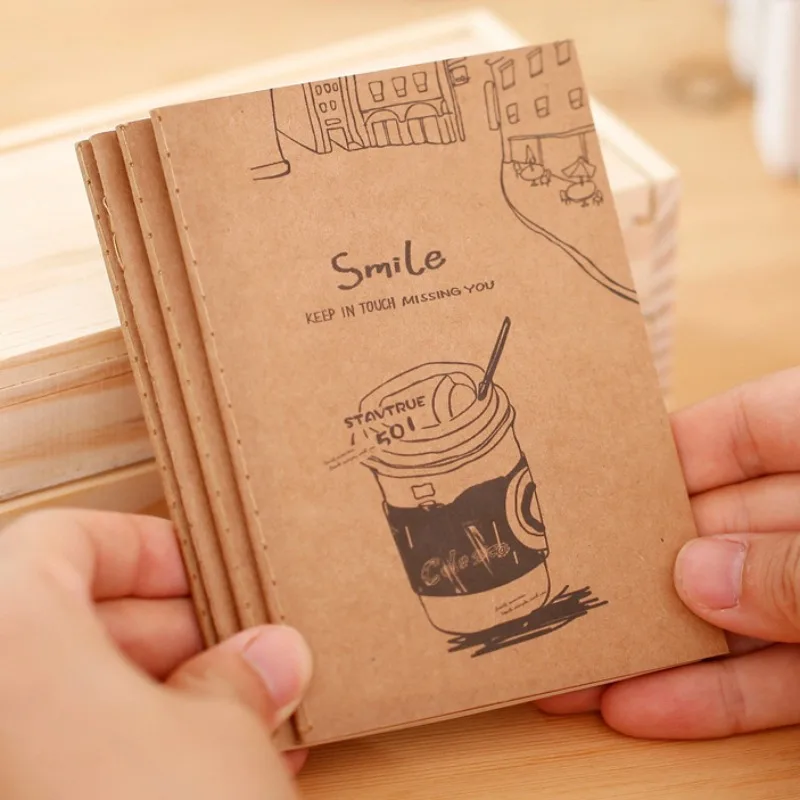 4/8pcs Random Retro Kraft Paper Notebooks, Mini Memo Pocket Pads, Portable Office Small Notepads, Student Softcover Diaries