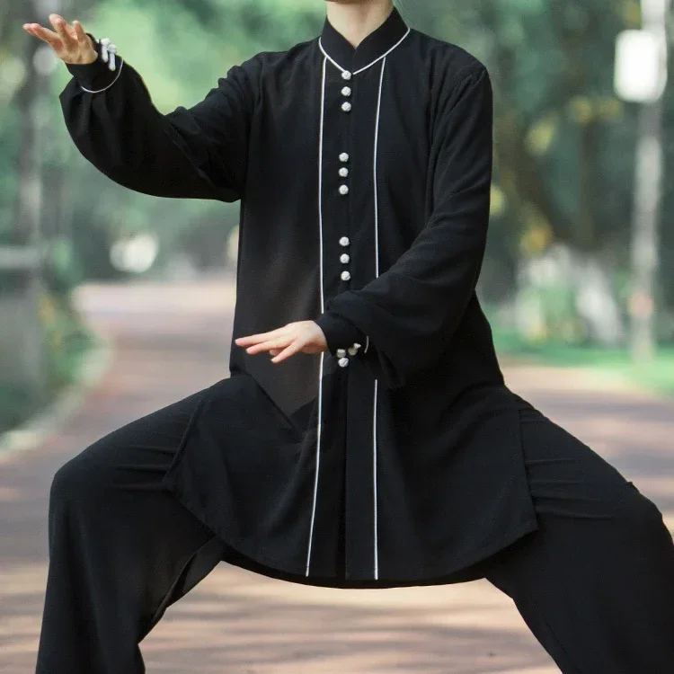 

Unisex Tai Chi Uniforms Kung Fu Clothing Martial Arts Clothes Wu Shu Women Men Exercise Wear Wrinkle Free Black White Blue