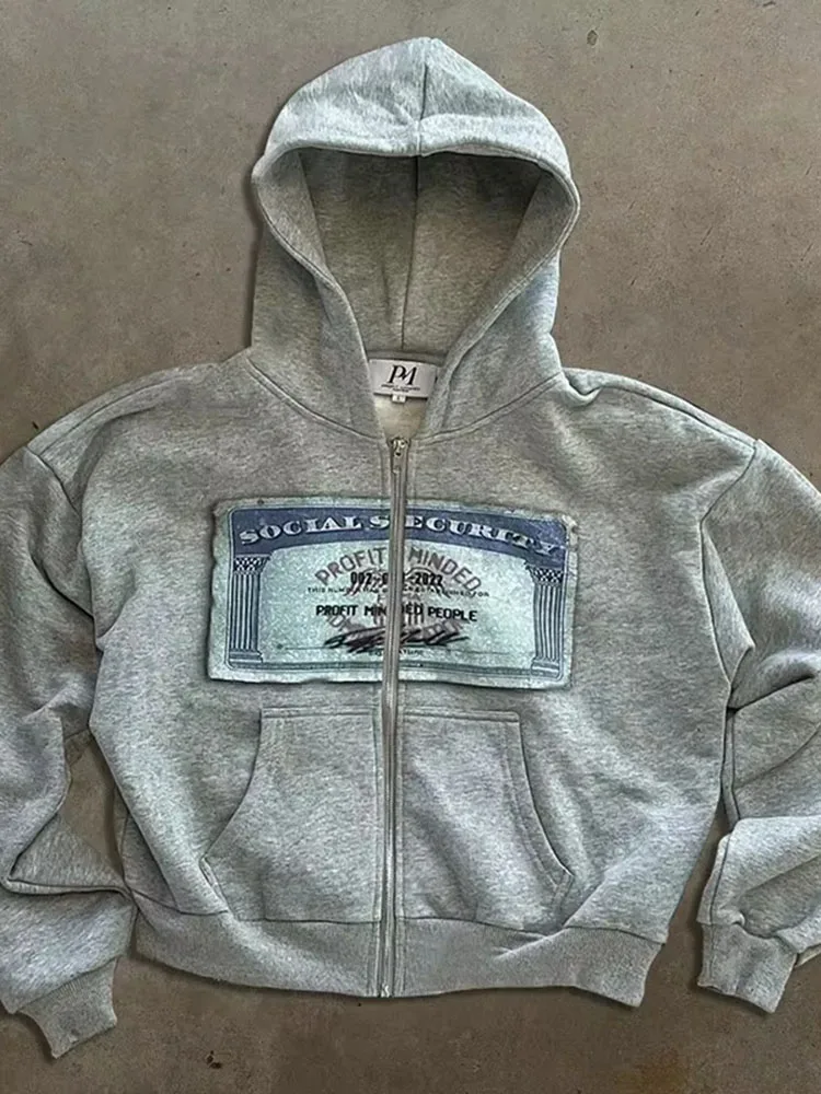 Retro-Herbst-Kapuzenpullover für Männer und Frauen, bedruckt mit personalisierten Mustern, Street-Style-Street-Cardigan mit Kapuze und langen Ärmeln