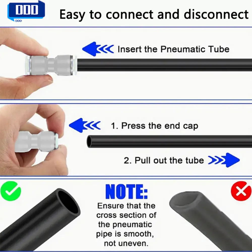 10pcs Pneumatic Fittings Fitting Plastic Connector PU4/6/8/10/12/16mm Air Water Hose Tube Push in Straight Gas Quick Connectors