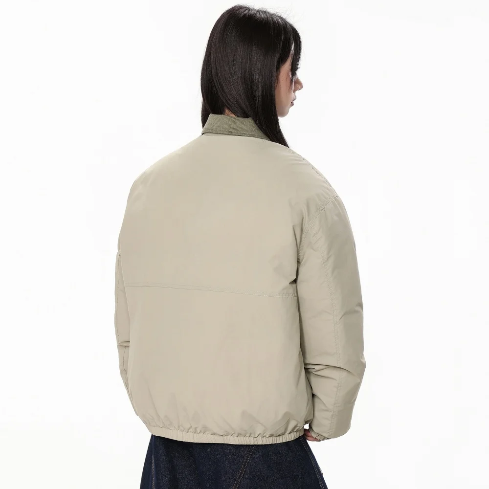 Femmes hiver doudoune rembourrée revers noir mode manteau hiver femmes gris femmes Simple solide gris hiver veste surdimensionnée