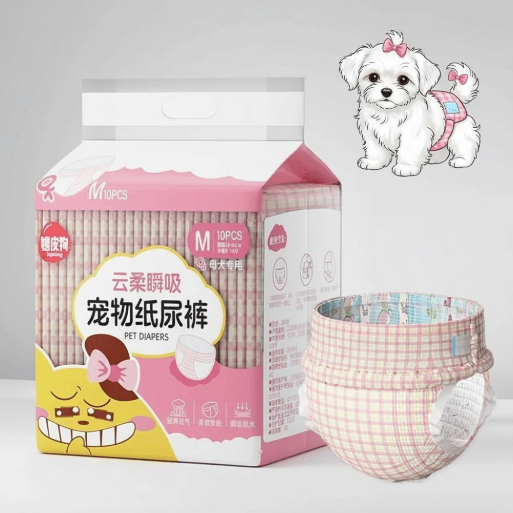 10PCS Super Absorption Disposable Dog Diapers Female Male Breathable Pet Nappies Pants Physiological Leakproof Puppy Short