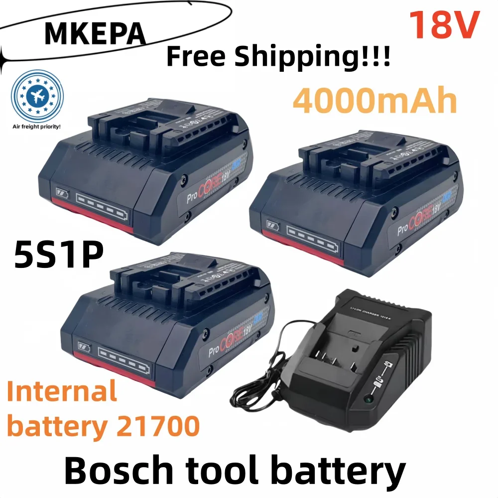 

18V 4.0Ah 100% original Bosch rechargeable battery, suitable for tool BAT609 BAT618 GBA18V80 21700 high-power 5C power battery