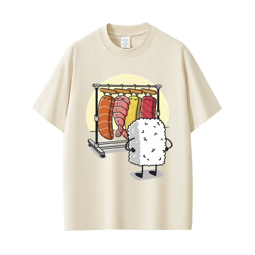

Sushi Wardrobe Funny Meme T-shirt Men Women Clothing Casual Cotton Vintage T-shirts Male Kawaii Cute Oversized Crewneck T Shirts