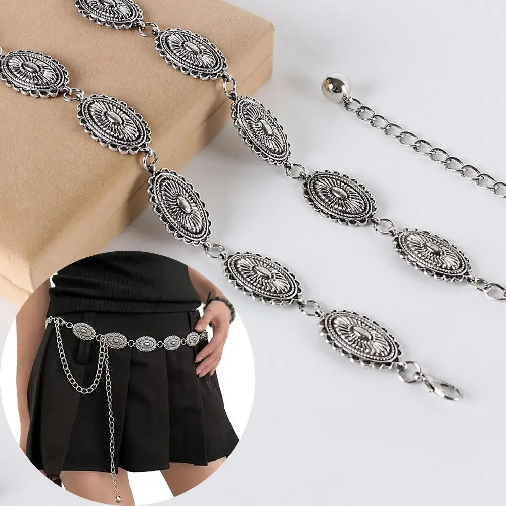 Retro Versatile Ethnic Style Metal Bohemian Waist Chain Belt For Women Fashion Sweater Chain Waist Seal Body Decor Accessor H1h4