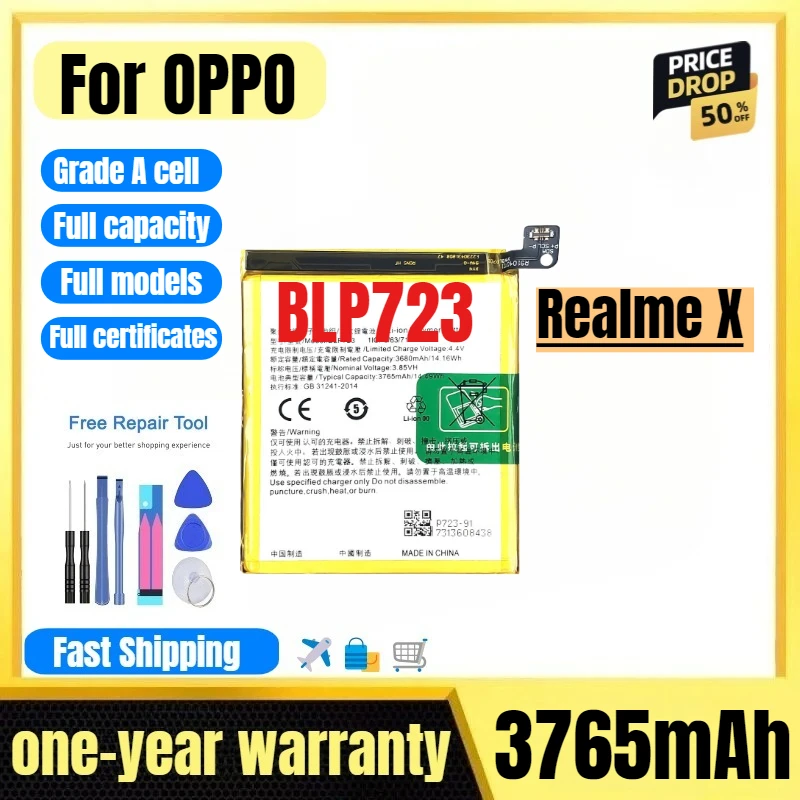 

BLP723 for OPPO Realme X Mobile Phone Battery High Quality High Capacity Battery Replacement Bateria Grade A Cell with Tools