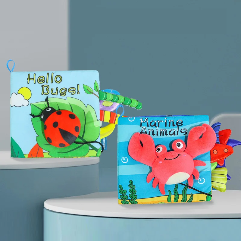 

0-12Months Soft Baby Books 3D Touch Feel High Contrast Cloth Book Infant Early Learning Toy Toddlers Sensory Activity Cloth Book
