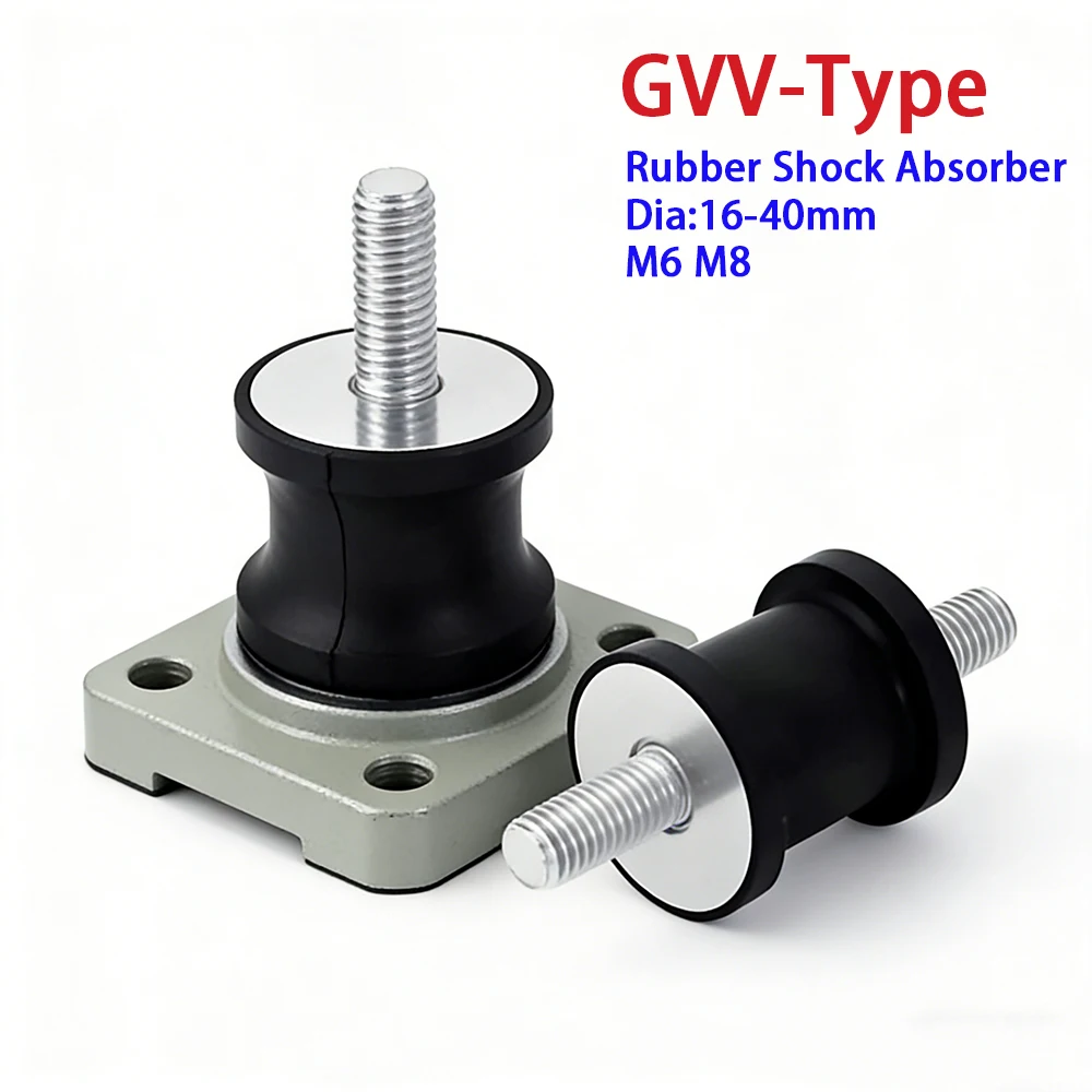 GVV Cylindrical Waist Type Rubber Shock Absorber M6 M8Fan Motor Compressor Equipment Vibration Isolation Male-Thread Buffer Pad