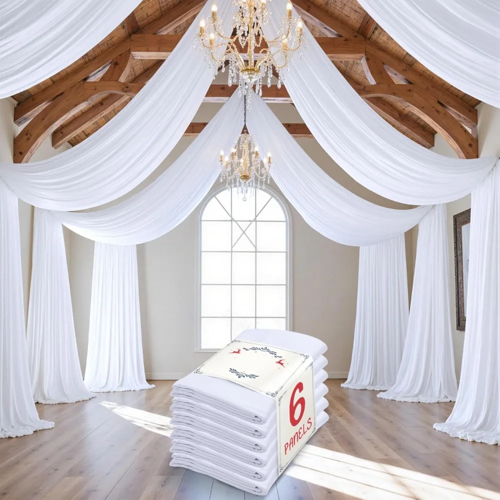 

30ft×20ft White Ceiling Curtain Drapes for Weddings Parties, Wrinkle Free Polyester Draping Fabric White Drapery for Party Tent