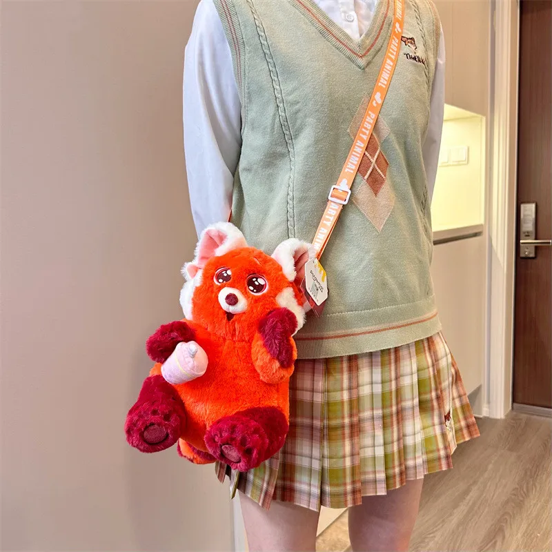 Original Disney Turning Red Kawaii Anime Meilin Plush Toy Handbag Animal Stuffed Doll Girl Shoulder Bag Children Birthday Gifts