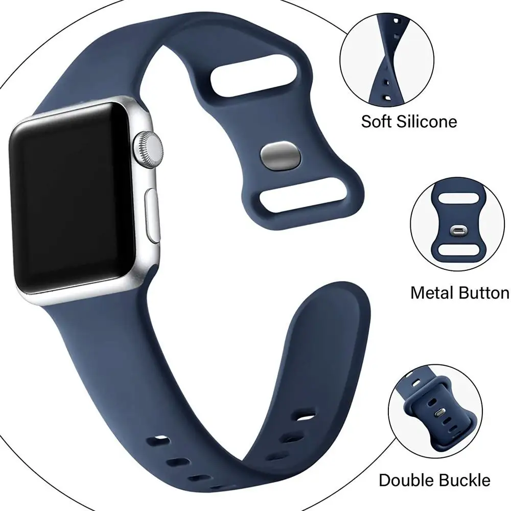 Silicone Strap For apple watch band 44mm 40mm 45mm 41mm 38mm 42mm Accessorie Smartwatch Bracelet Correa iWatch series 9 8 7 6 se