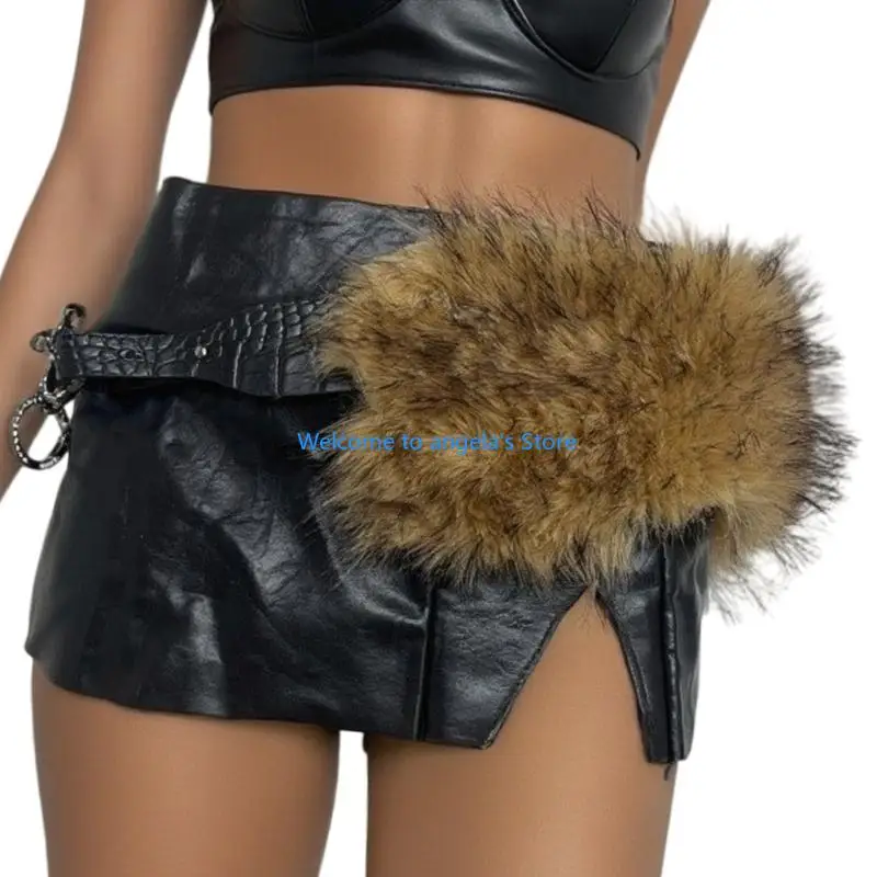 X4YC Kunstfelle PU Taillenmieder Gürtel Elegantes Taillenzubehör für formelle Anlässe und Freizeitkleidung Damen Party Club