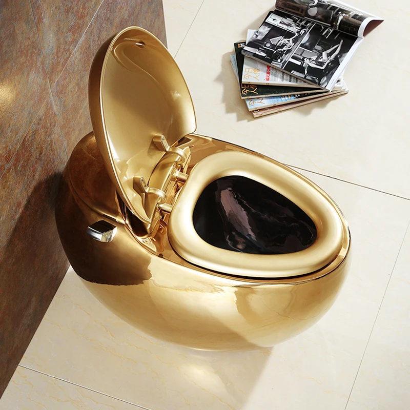 

Golden Toilet Household Flush Toilet Personalized Creative Egg-Type Luxury Gold Toilet