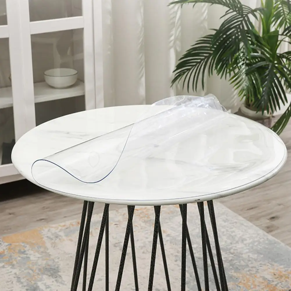 

Plastic Table Cover Protector Oilproof Transparent Round Table Protector Thickened Dining Table Mat with Non-slip for Coffee