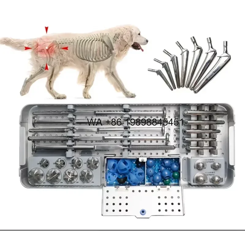 Wmwmnu Stainless Steel Instrument Set for Veterinary Total Hip Joint Prosthesis Replacement for Dog and Big
