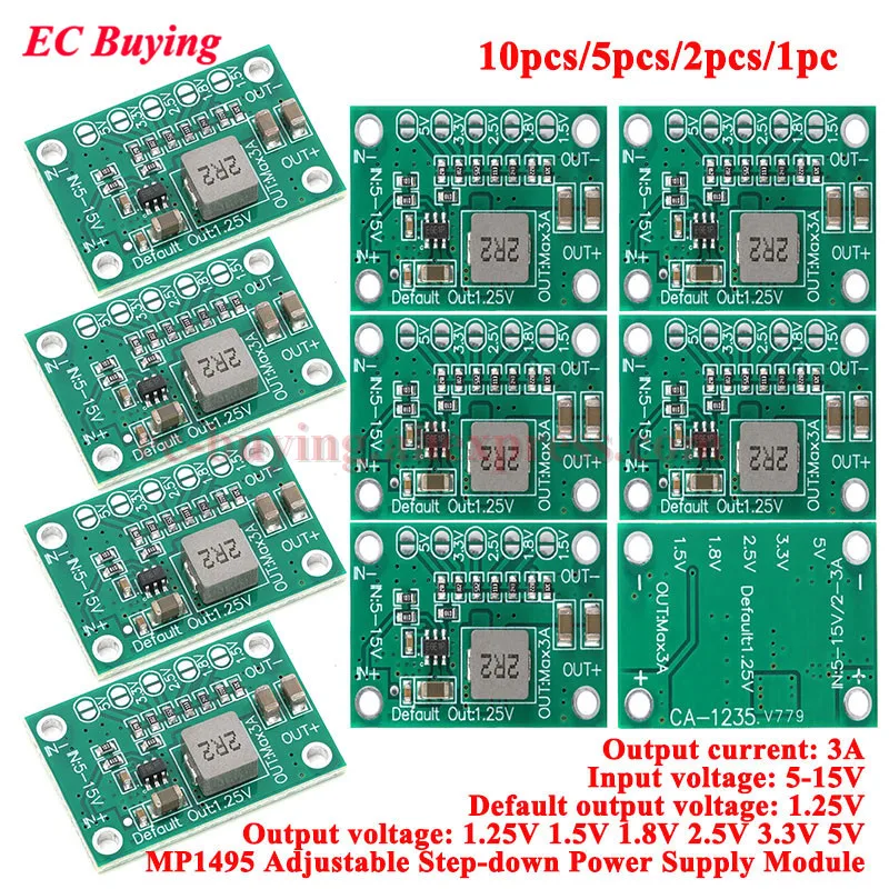 MP1495 Adjustable Step-down Power Module DC Voltage Regulator Buck Converter Board PCB 5-16V To 1.25V 1.5V 1.8V 2.5V 3.3V 5V 3A