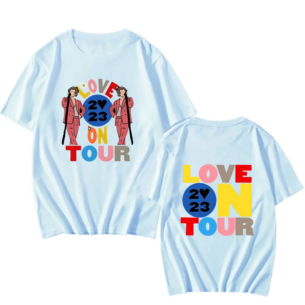 Harrys House Love on Tour Men Clothing Creative Printing Casual Loose Round Neck Summer Short Sleeve Simple Tops Teenage Tide image 5
