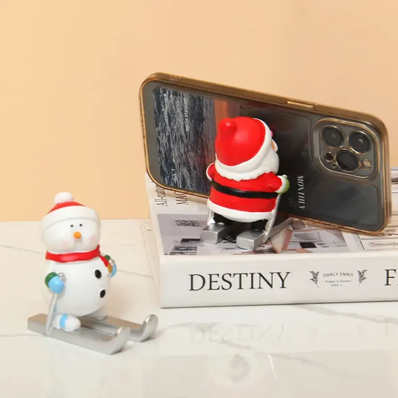 

Santa Claus Snowman Phone Holder Cute Desktop Tablet Support Stand Gift Furniture Living Room Office Decoration Ornaments