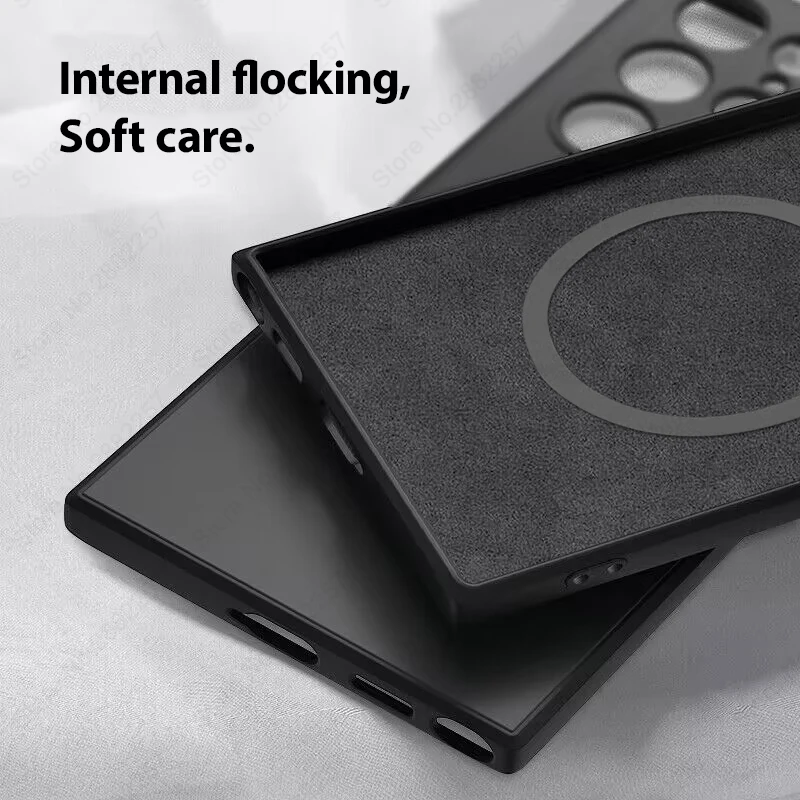 Luxury Liquid Silicone Cases For Samsung Galaxy S24 S23 S22 S21 Ultra FE For Magsafe Phone Cases Shockproof Magnetic Back Cover