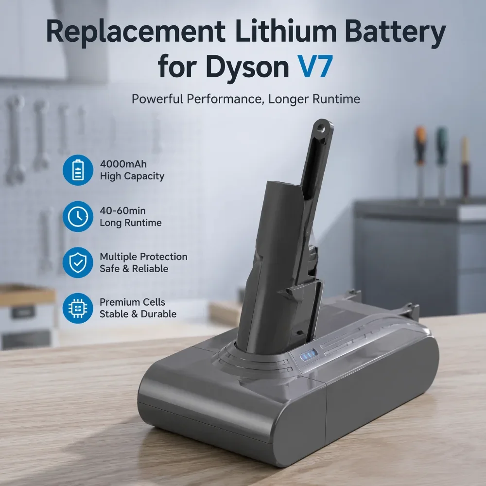 12800mAh 21.6V High Performance Lithium Replacement Battery for Dyson V7 Motorhead Pro Trigger Animal Car Boat Fluffy SV11