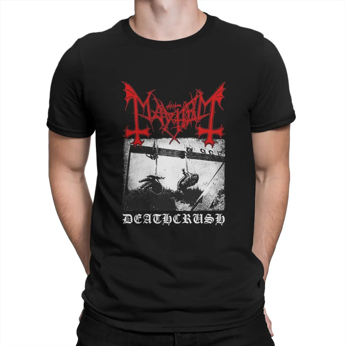 Mayhem Deathcrush Euronymous Dead Varg Men's T Shirt Norwegian Band Mayhems Vintage Tee Shirt Short Sleeve Round Neck T-Shirt