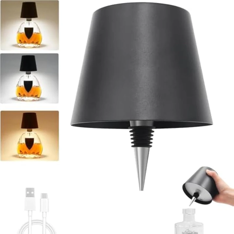 Wireless Bottle Lamp Wine Light with 3 Color Light Dimming Waterproof Bottle Lamp Head Room Bar Restaurants Party Decor Gifts