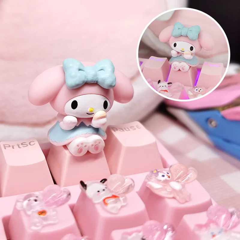 Cute Cinnamon Roll Keyboard Cap Mechanical Keyboard Cap Mx Switch Custom Cartoon Girl Cute Translucent Pink Esc DIY Keyboard Cap