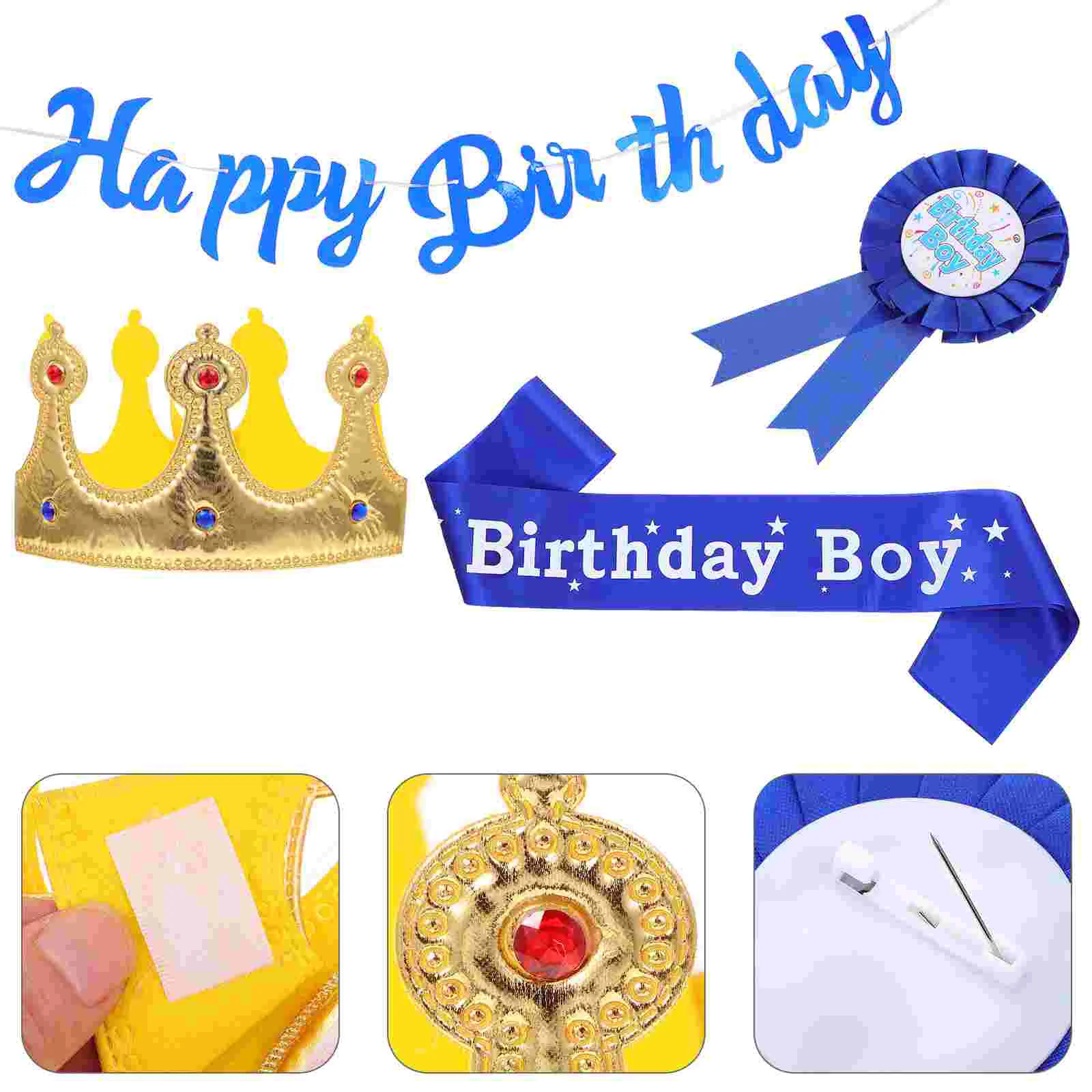 

4 Pcs Caps for Men Birthday Party Suit Banner Sash Headgear Boys Kit Baby