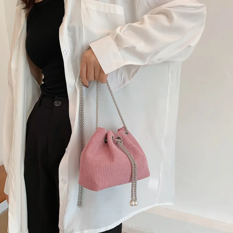 Bolso de hombro de pana para niñas, Cartera de hombro de moda, versión coreana, otoño e invierno, novedad de 2023