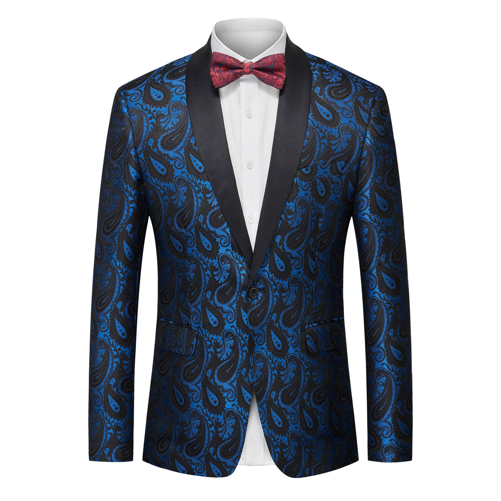 

J116 Men's Jacquard Tuxedo Fashion Suit Jacket Single West Multicolor Slim Fit Stage Performance Wedding Banquet
