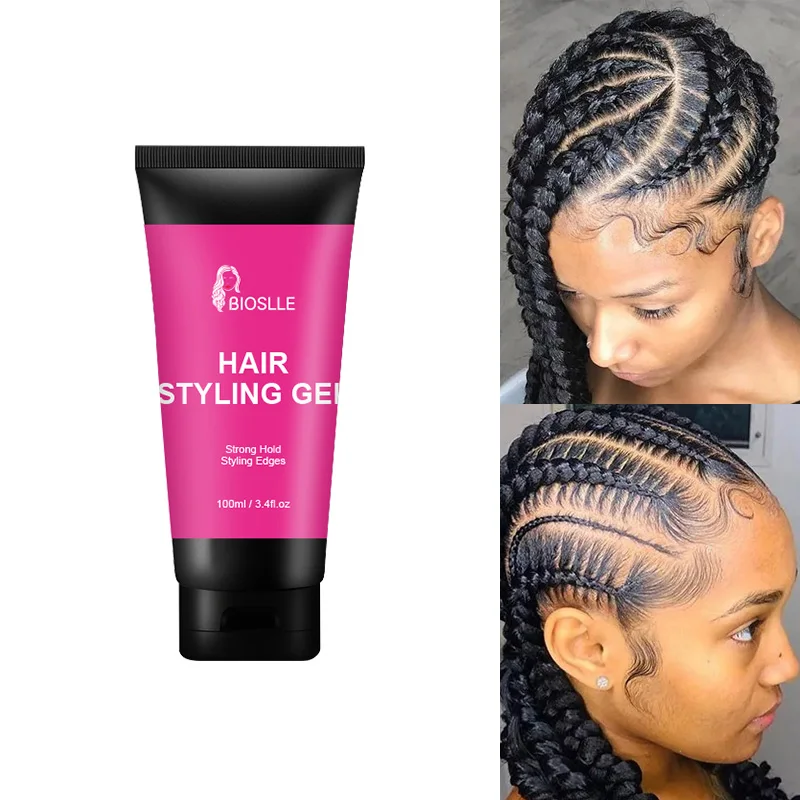 BIOSLLE 100ML 3.4fl.oz Women Afro Ultra Glued 4C Kinky Coily Hair Styling Gel For Edges Baby Hair