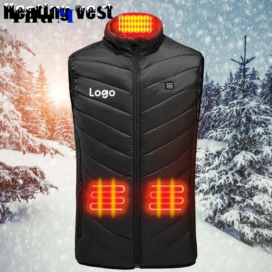 DIY Logo 9 Heated Vest Zones Electric Heated Jackets Men Women Sportswear Heated Coat Graphene USB Heating Jacket For Camping