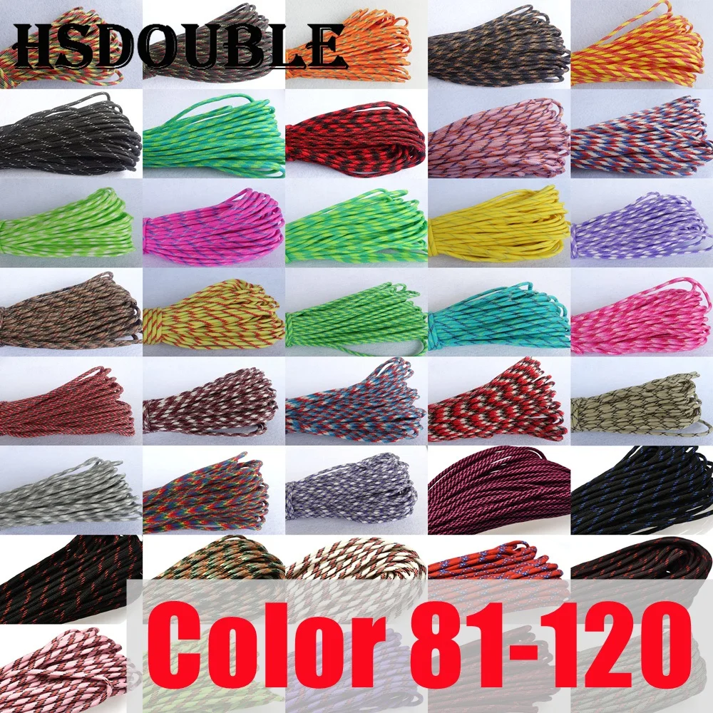 1pc 100FT 550 Paracord Parachute Cord Lanyard Mil Spec Type III 7 Strand Core For Climbing Camping Buckles Bracelet 41-80