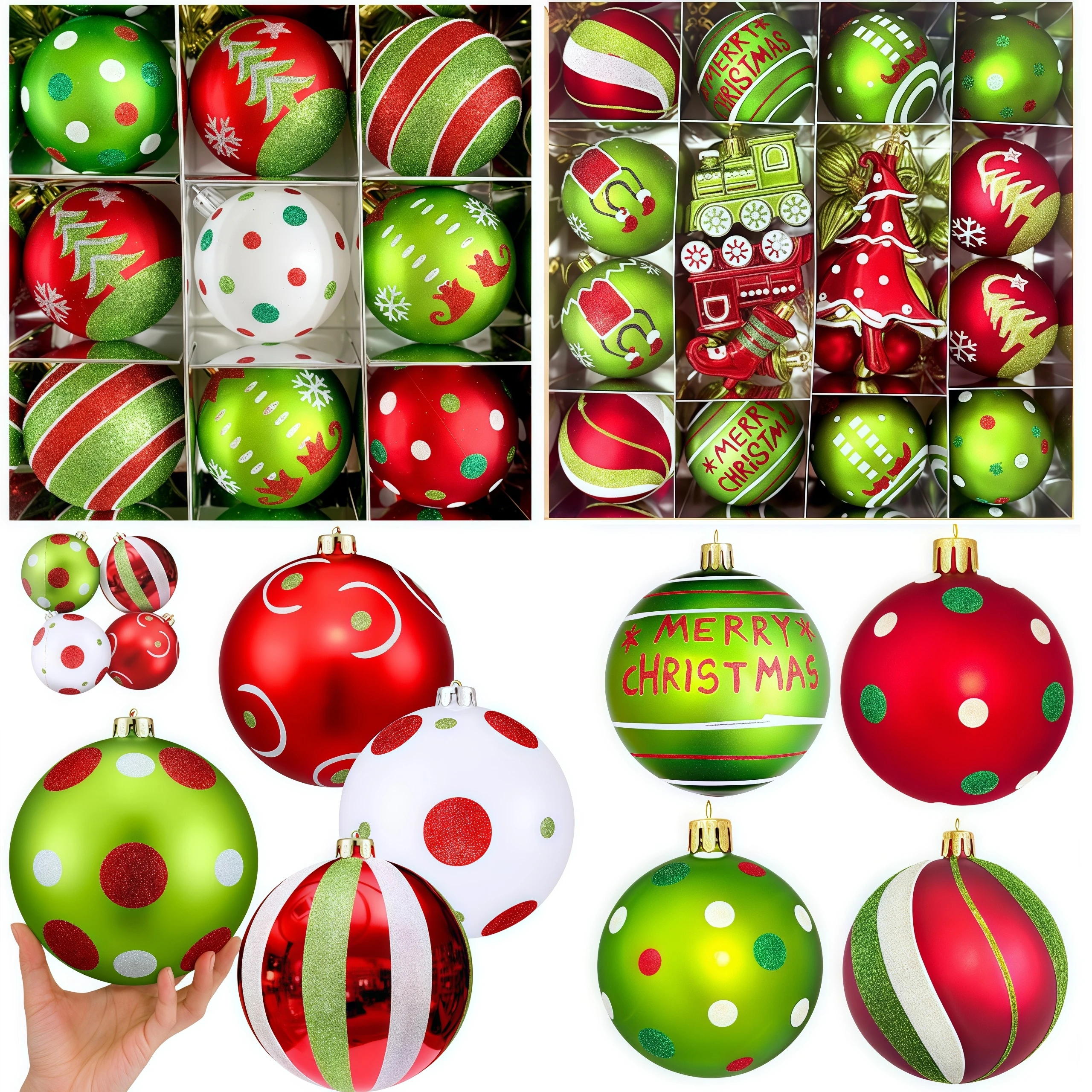 

34 шт., рождественские шары, украшения, красные, зеленые, рождественские подвесные елочные подвески, зеленый окрашенный рождественский шар, набор декора, рождественское украшение для дома