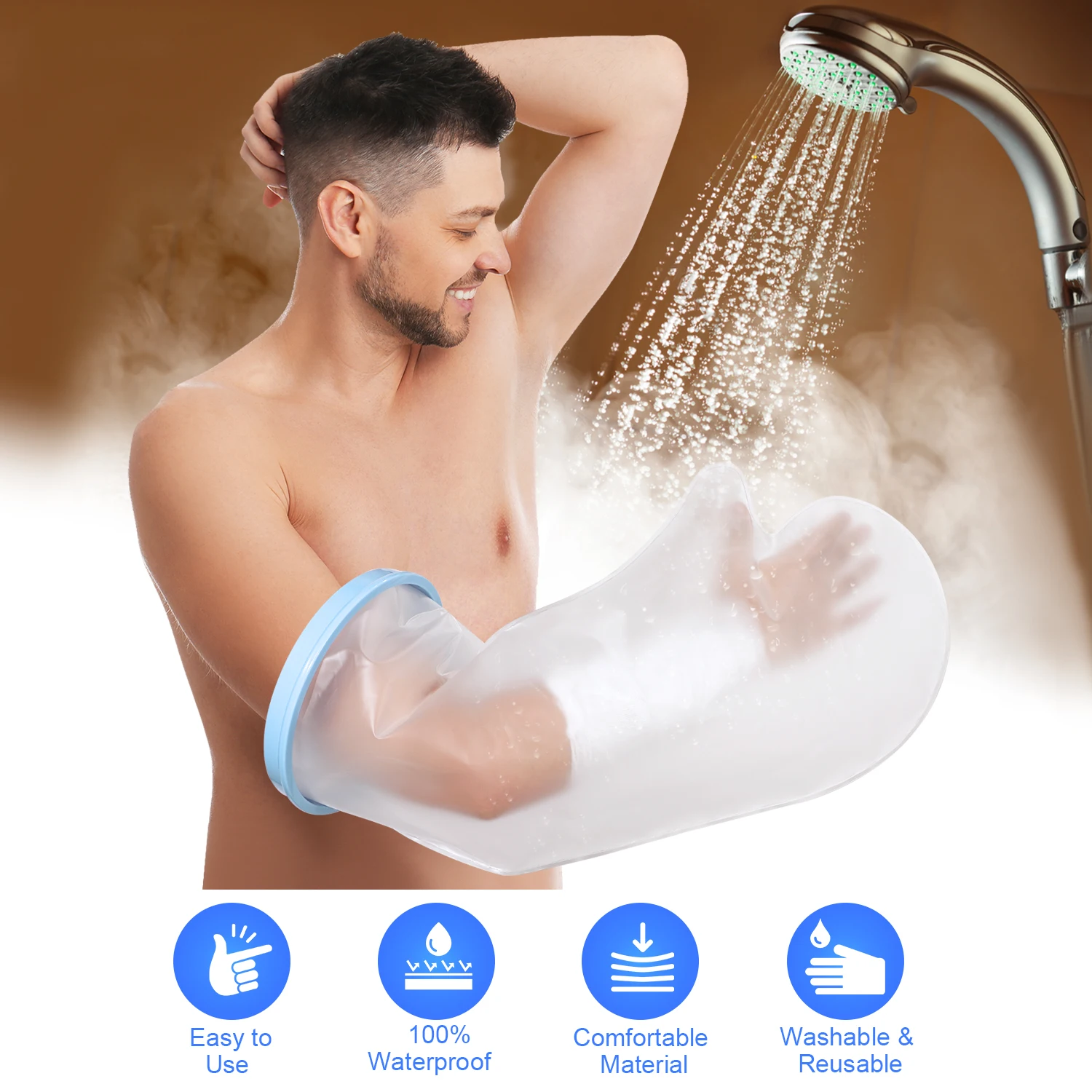 1pc Arm Shower Cover Adult Waterproof Sealed Cast Bandage Protector Wound Fracture Leg Foot Palm Bath Protective Ring Sleeve