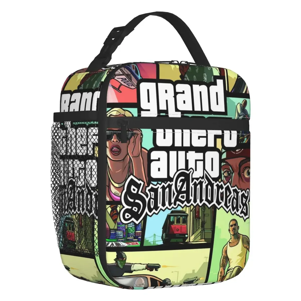 Grand Theft Auto San Andreas Insulated Lunch Bag for Camping Travel GTA Video Game Leakproof Cooler Thermal Bento Box Children