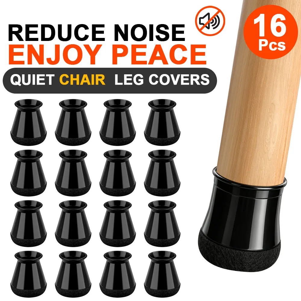 16pcs Round Chair Leg Floor Protectors, Silicone Chair Leg Covers Caps for Hardwood Tile Floors, Dining Room Bar Stools Leg