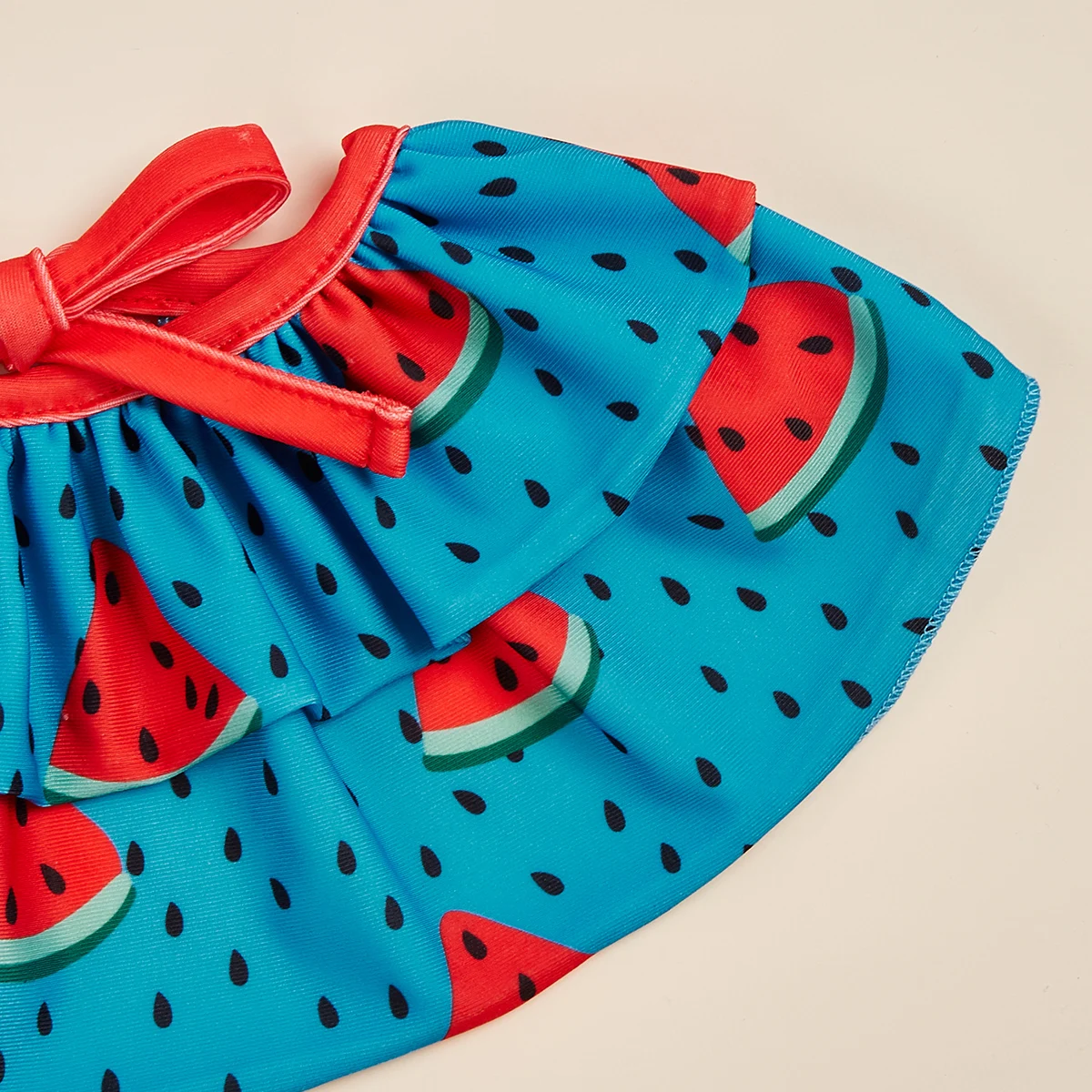 Three-piece Dog Dress for Small Dogs Cool Costume Watermelon Printed Puppy   Doggie Pet Clothes Ruffle Apparel for Dogs Cats Dai