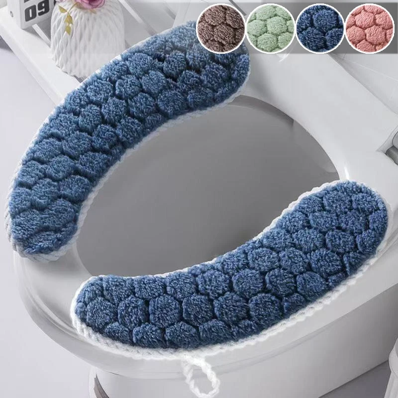 

Universal Thickened Toilet Seat Cushion Cover Soft Warm Washable Anti-slip Reusable Mat for Winter Season Bathroom Comfort