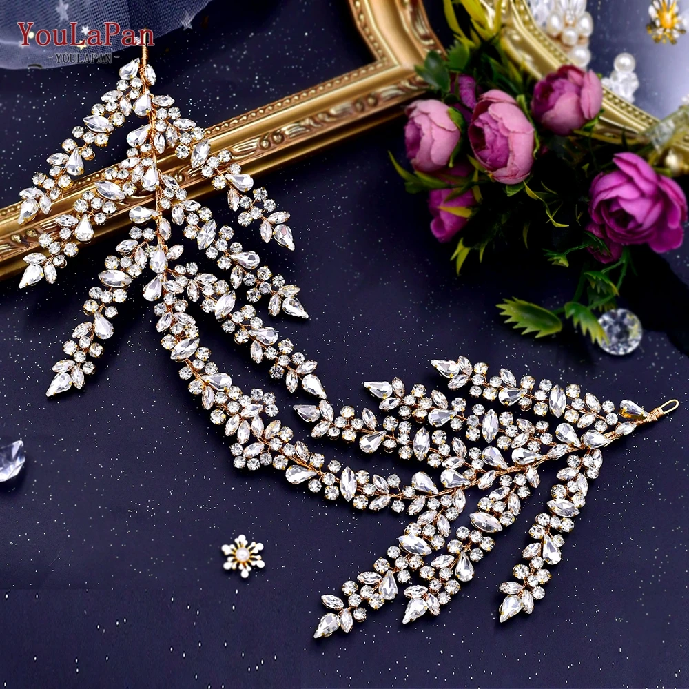 TOPQUEEN Bridal Headband Handmade Rhinestone Wedding Headpiece Hair Accessories Woman Headwear Bridal Tiara for Party  HP425