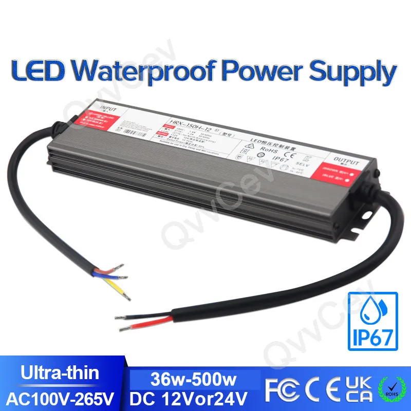 

AC to DC 12V 24V IP67 Водонепроницаемая светодиодная лента Освещение Трансформаторы Светодиодный драйвер Наружный источник питания 36W 100W 150W 200W 300W 500W K5