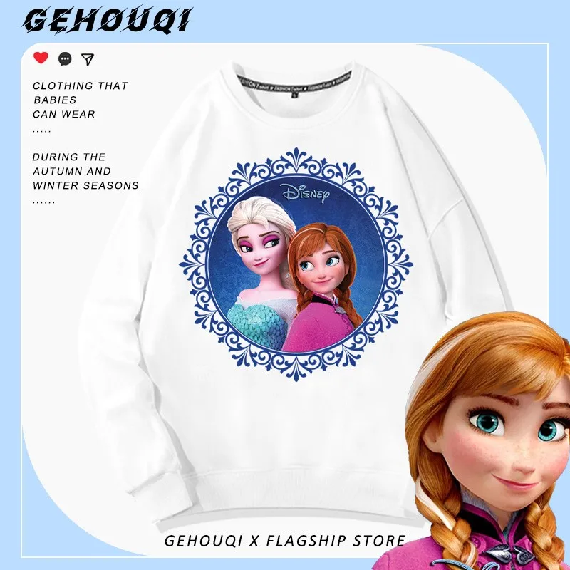 

Ice And Snow Co-branded Crewneck Hoodie Women Disney Aisha Anna Animation Peripheral Coat Girls Fall Clothes