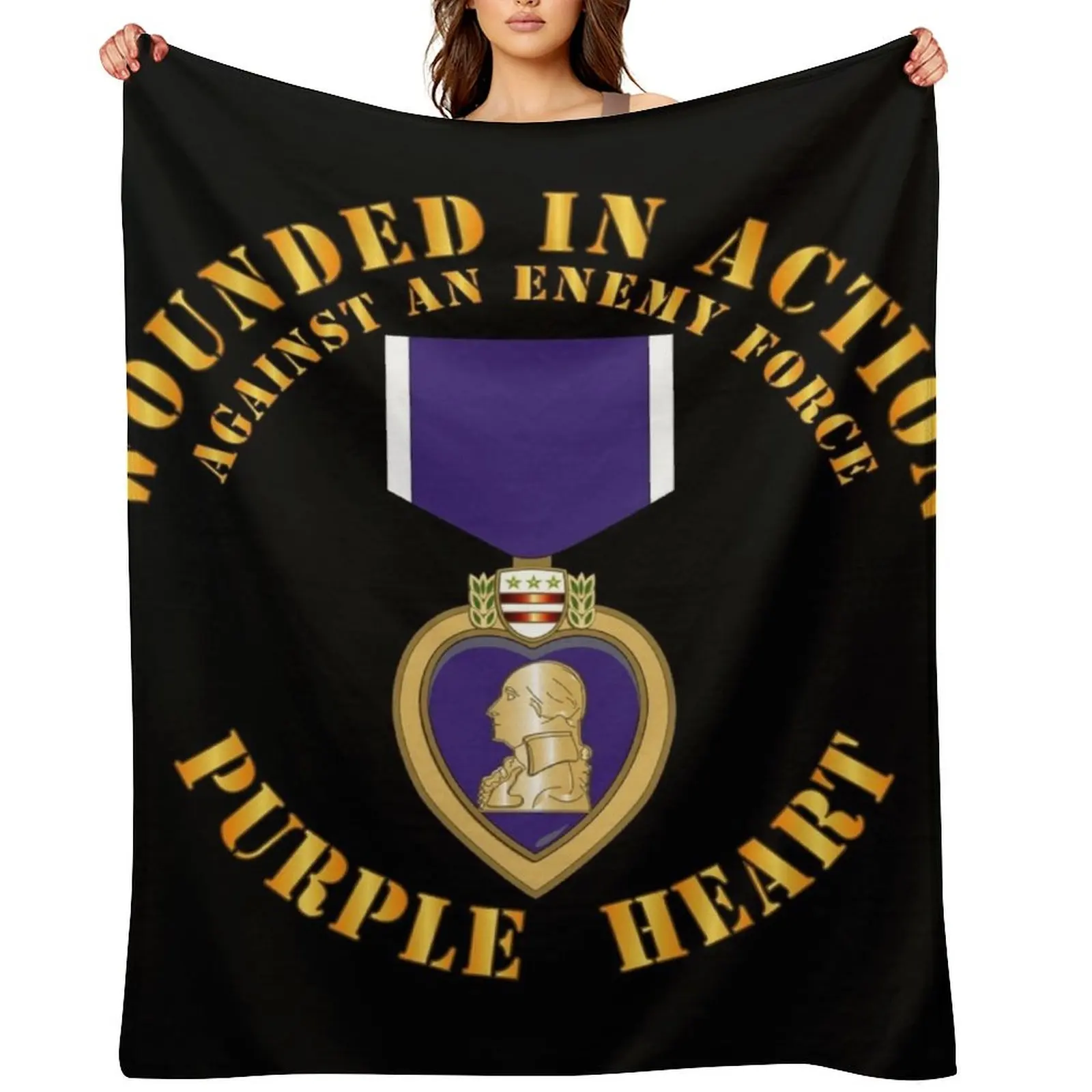 Wounded in Action - Purple Heart V1 Throw Blanket Shaggy Sleeping Bag Summer Kid'S Blankets