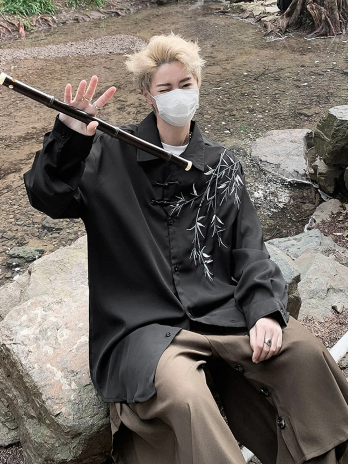 

New Chinese Sle Loose Casual irt Men's Long Sve Thin Spring Tang Suit Hanfu irt Trendy Loose Outerwear