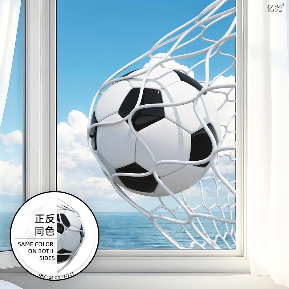 

Football Net Window Static Sticker Football Shot Glass Wall Stickers Soccer Goal Sticker Sports Boy Happy Birthday Party Decor