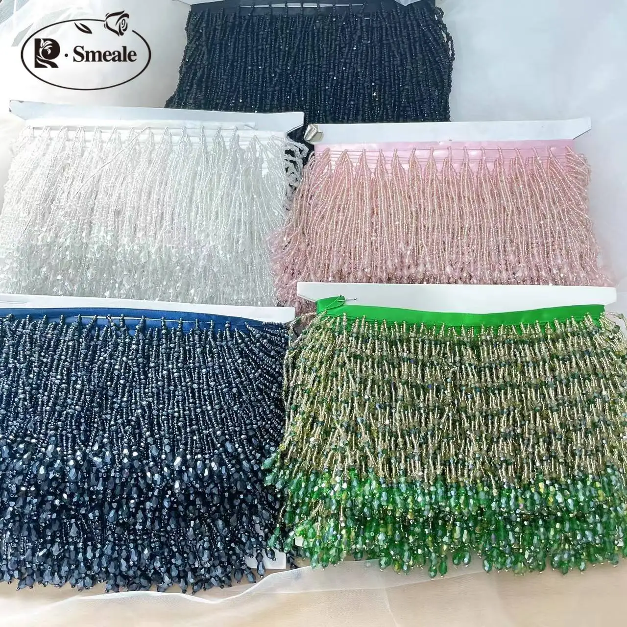 .5 colori, accessori per abiti con nappe a tubo, finiture in pizzo, abiti da sposa e da sera, decorazioni con perline, RS24463-2