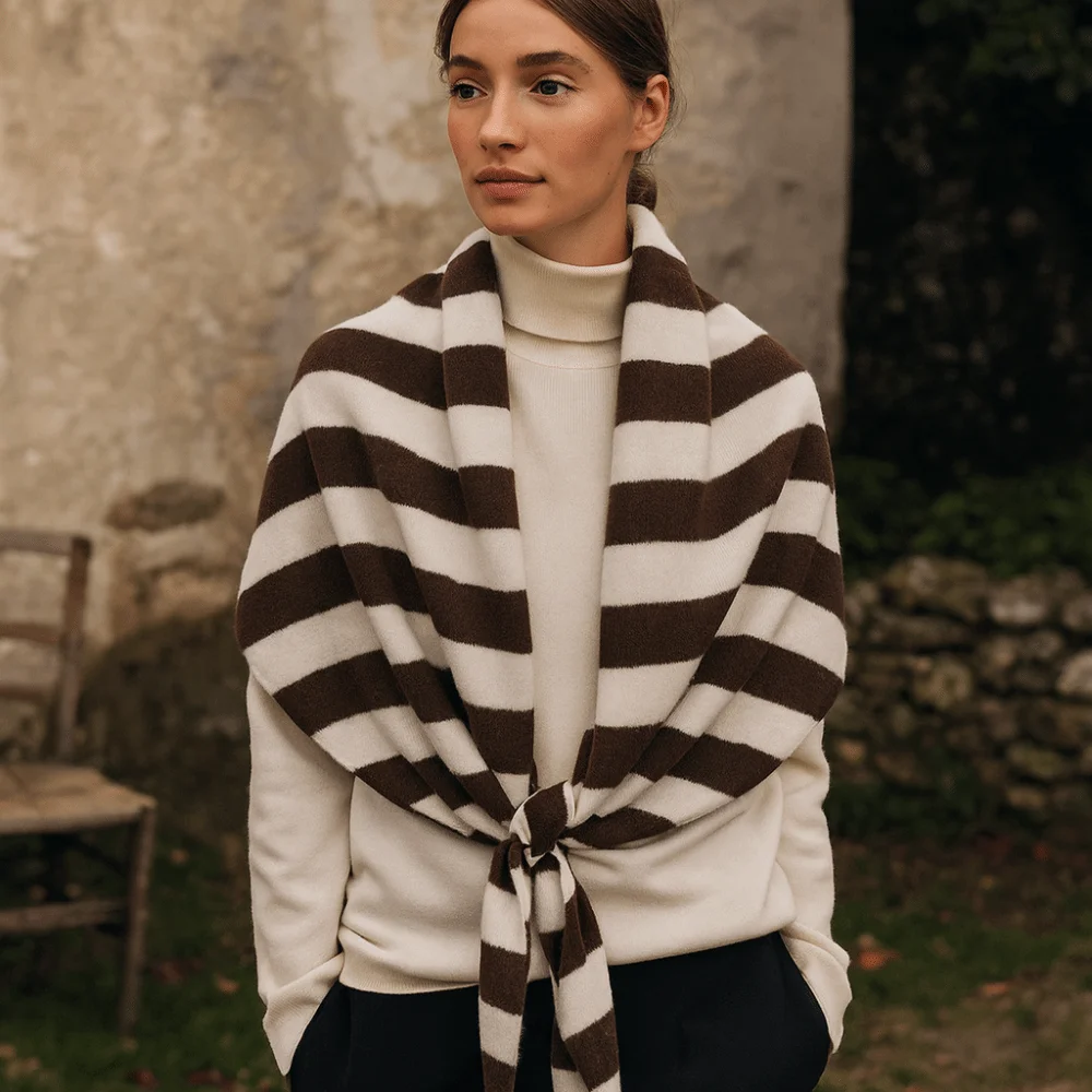 Elegante estilo coreano listrado cachecol cashmere engrossado inverno xale pescoço mais quente de pelúcia malha triângulo cachecol feminino/masculino