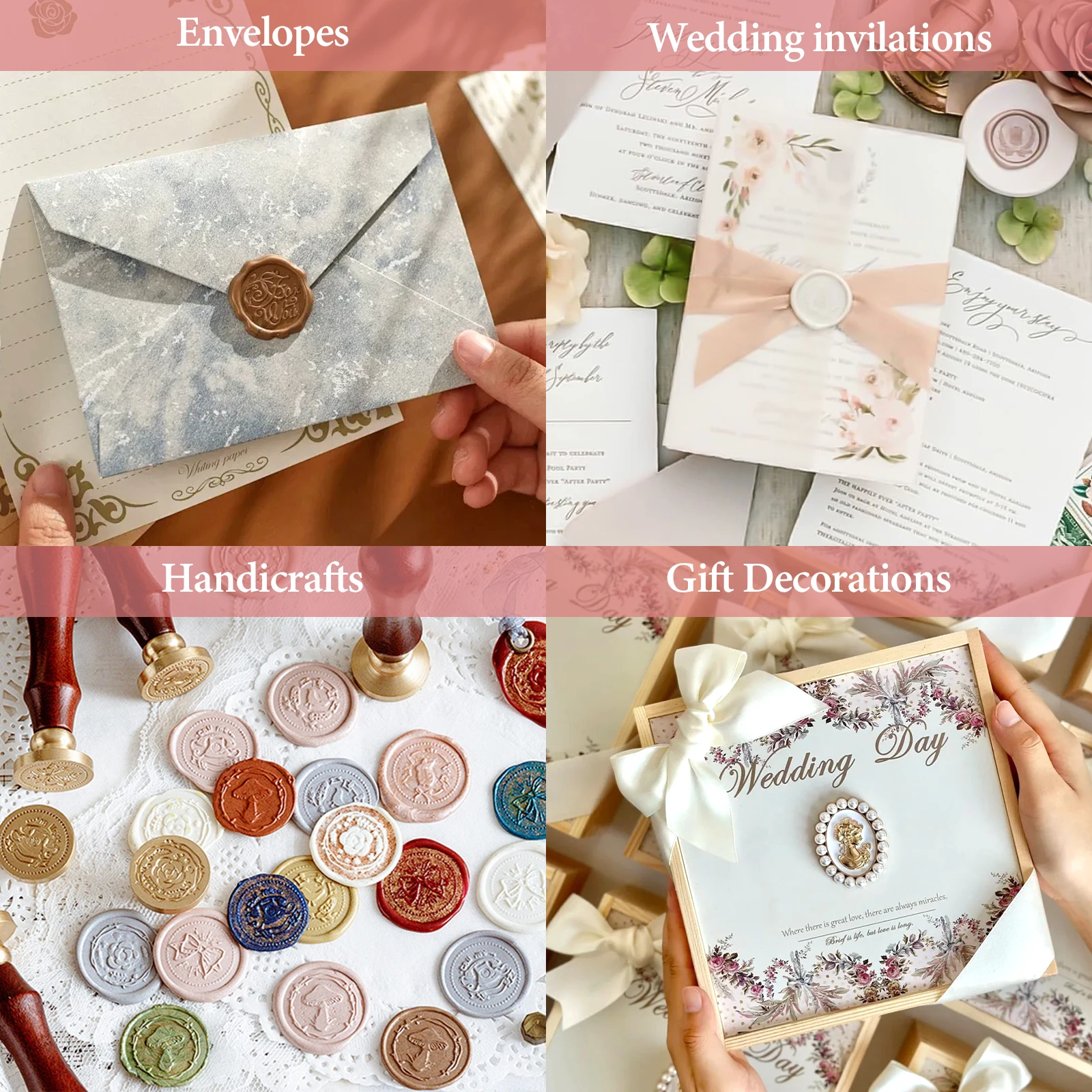 

Wax Seal Stamp Set with Wax Pellets, Wax Melting Oven, Envelope, Pen, Candle and Wax Seal Stamp for Envelope Sealing and Decorat