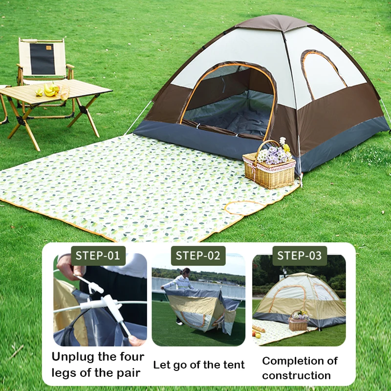 Camping outdoor tent Outdoor 3-4 Person Camping Tent Family outdoor camping tent Wilderness camping Quick setup sunshade tent